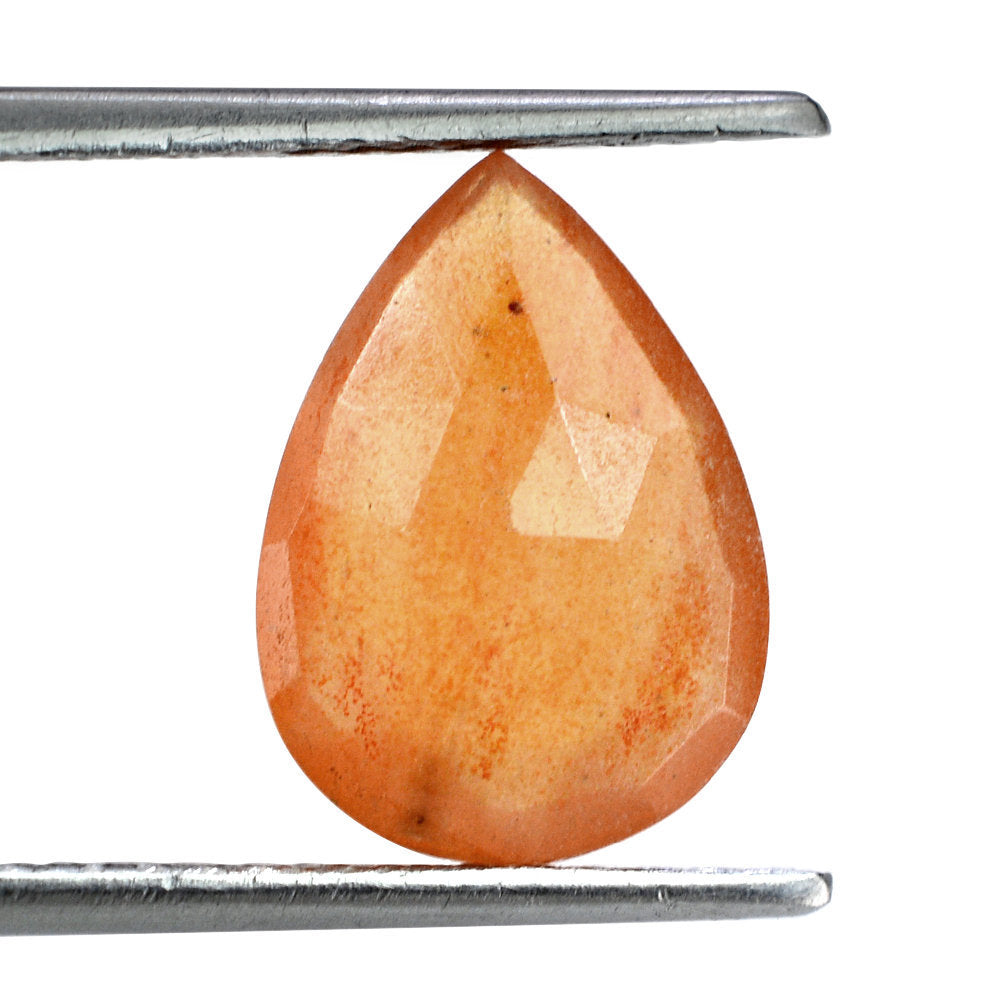 ORANGE AVENTURINE ROSE CUT BRIOLETTE PEAR 14X10MM 4.15 Cts.