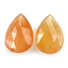 ORANGE AVENTURINE ROSE CUT BRIOLETTE PEAR 14X10MM 4.15 Cts.
