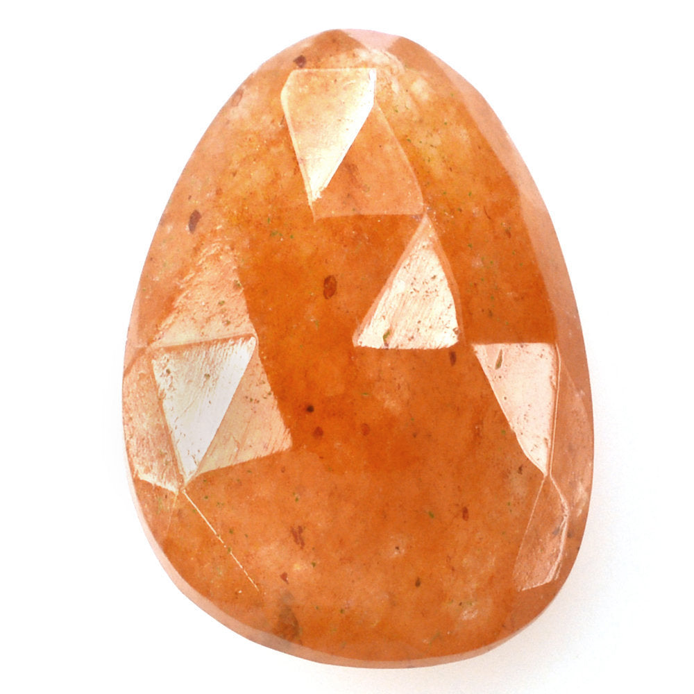 ORANGE AVENTURINE ROSE CUT BRIOLETTE IRREGULAR PEARISH 14X10MM 5.68 Cts.