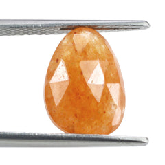 ORANGE AVENTURINE ROSE CUT BRIOLETTE IRREGULAR PEARISH 14X10MM 5.68 Cts.