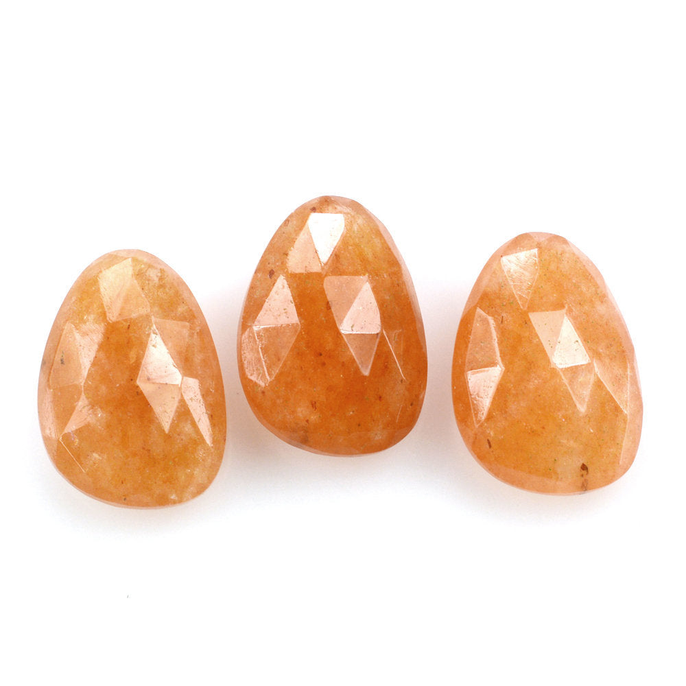 ORANGE AVENTURINE ROSE CUT BRIOLETTE IRREGULAR PEARISH 14X10MM 5.68 Cts.