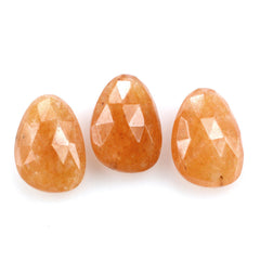 ORANGE AVENTURINE ROSE CUT BRIOLETTE IRREGULAR PEARISH 14X10MM 5.68 Cts.