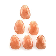 ORANGE AVENTURINE ROSE CUT BRIOLETTE PEARISH 14X10MM 3.69 Cts.