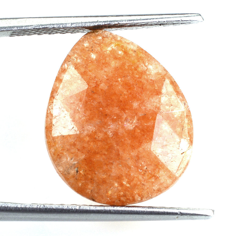 ORANGE AVENTURINE QUARTZ ROSE CUT BRIOLETTE PEAR 18X14.50MM 7.44 Cts.