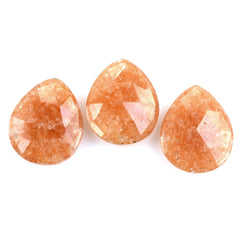 ORANGE AVENTURINE QUARTZ ROSE CUT BRIOLETTE PEAR 18X14.50MM 7.44 Cts.