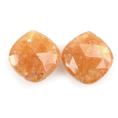 ORANGE AVENTURINE QUARTZ ROSE CUT BRIOLETTE IRREGULAR CUSHION 12X11.50MM 3.33 Cts.
