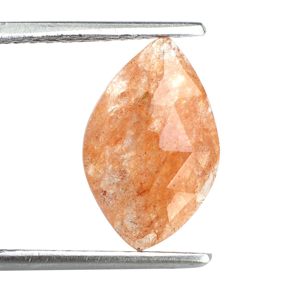 ORANGE AVENTURINE QUARTZ ROSE CUT BRIOLETTE IRREGULAR ONION SHAPE 14X9MM 2.48 Cts.