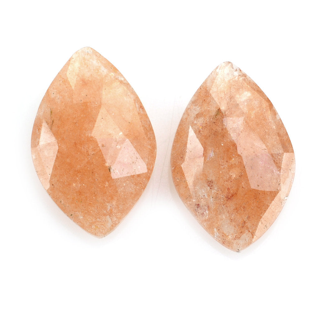 ORANGE AVENTURINE QUARTZ ROSE CUT BRIOLETTE IRREGULAR ONION SHAPE 14X9MM 2.48 Cts.