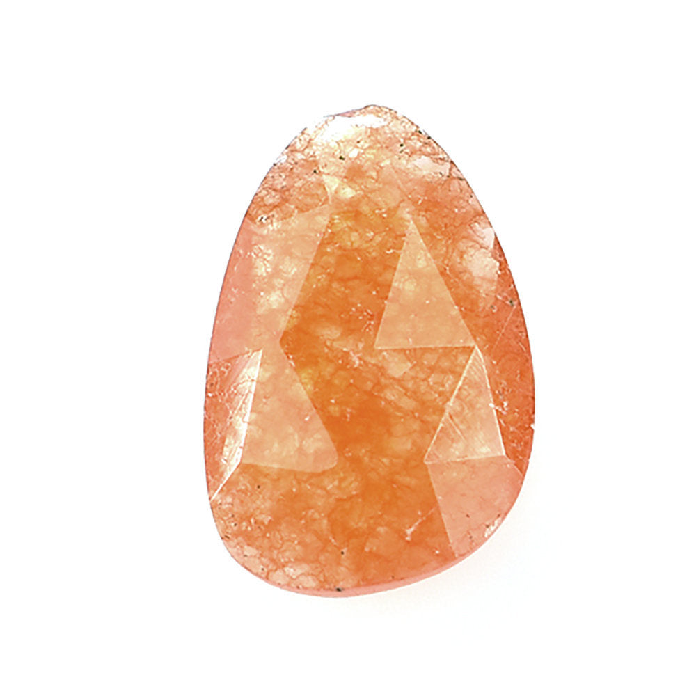ORANGE DYED JADE ROSE CUT BRIOLETTE PEARISH 12X8MM 2.02 Cts.