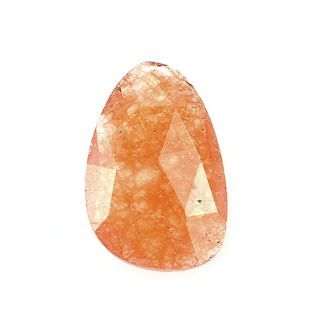 ORANGE DYED JADE ROSE CUT BRIOLETTE PEARISH 12X8MM 2.02 Cts.