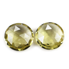 OLIVE QUARTZ ROSE CUT BRIOLETTE ROUND 16MM 10.22 Cts.