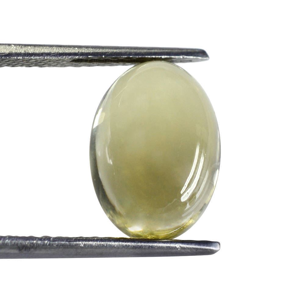 OLIVE QUARTZ OVAL CAB 14X10MM 6.29 Cts.