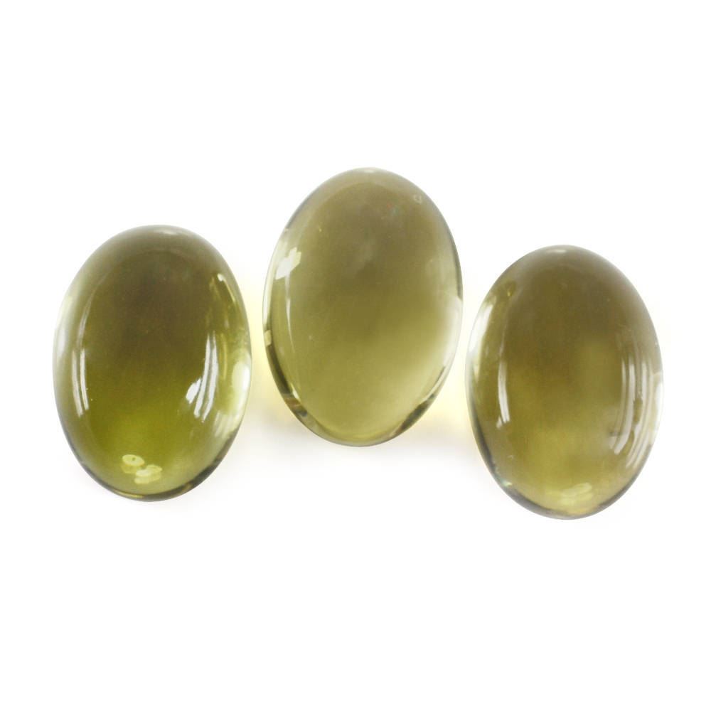 OLIVE QUARTZ OVAL CAB 14X10MM 6.29 Cts.