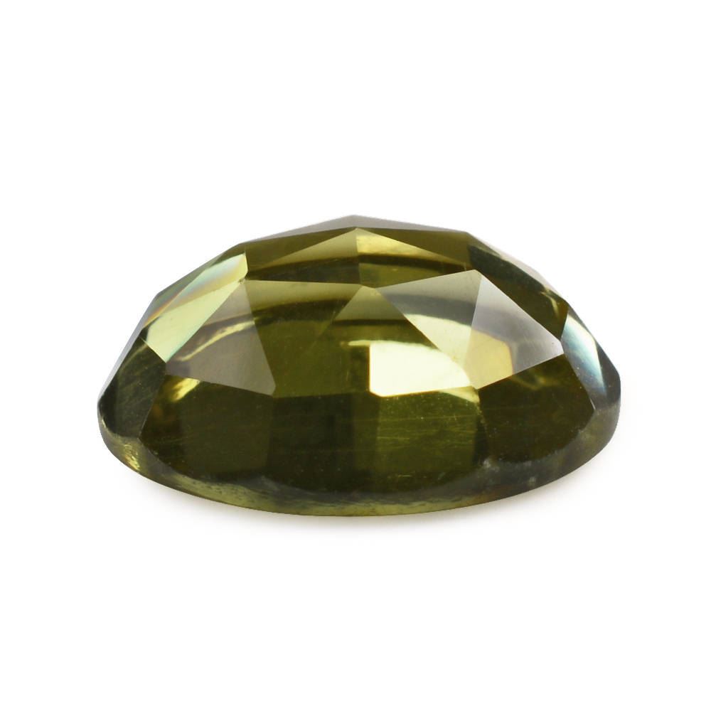 OLIVE QUARTZ ROSE CUT OVAL CAB 11X9MM 3.33 Cts.