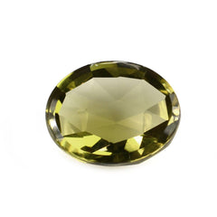 OLIVE QUARTZ ROSE CUT OVAL CAB 11X9MM 3.33 Cts.