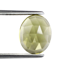 OLIVE QUARTZ ROSE CUT OVAL CAB 11X9MM 3.33 Cts.