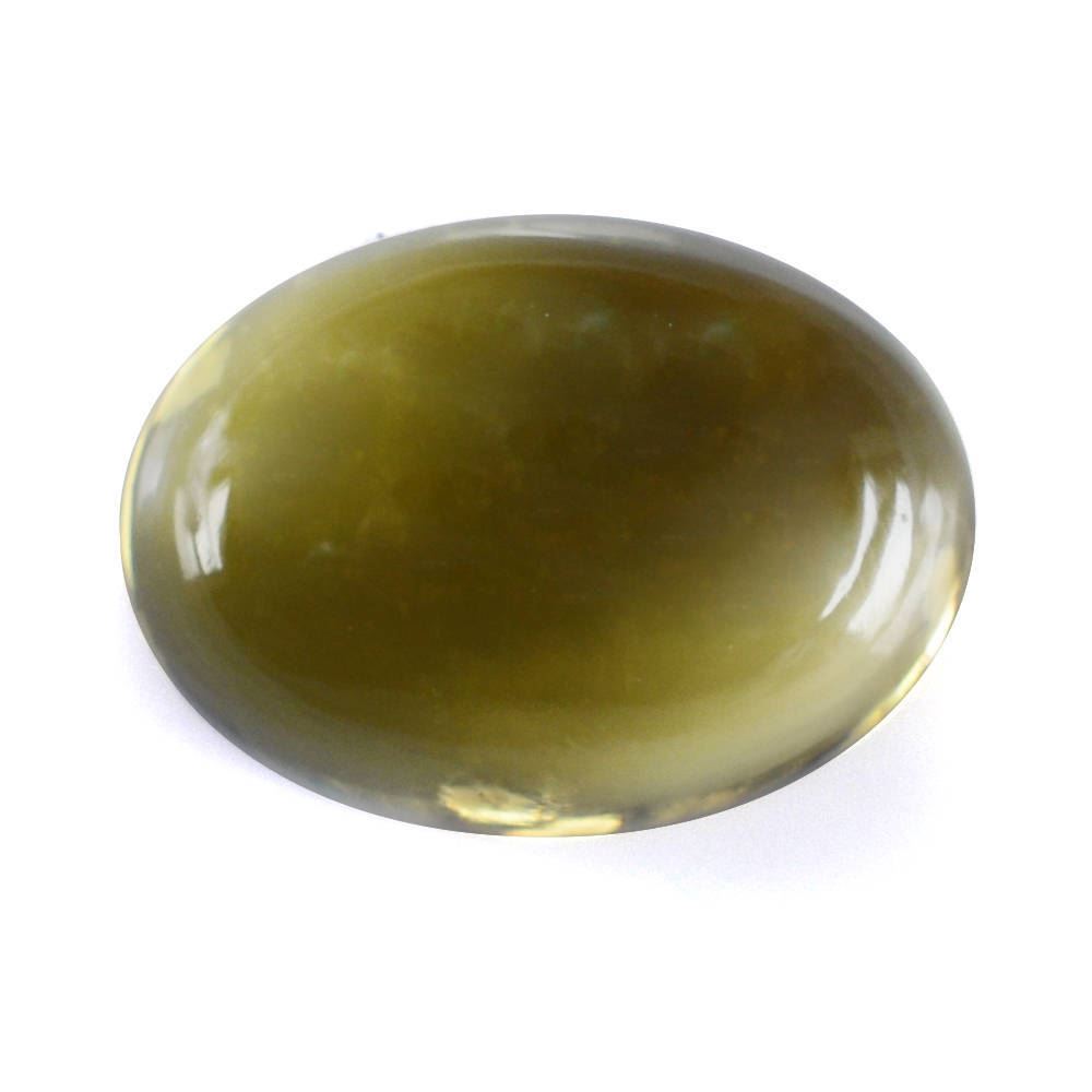 OLIVE QUARTZ OVAL CAB 14X10MM 7.98 Cts.