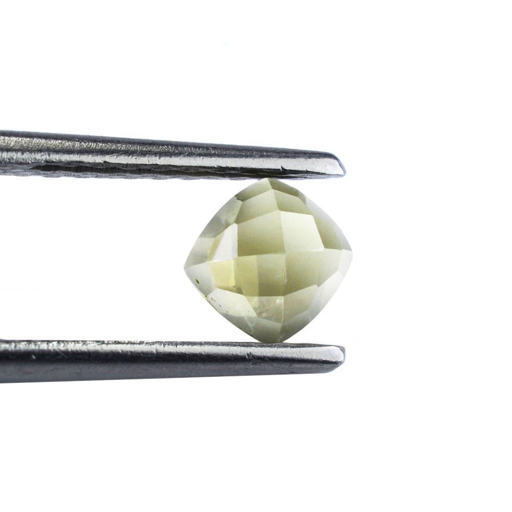 OLIVE QUARTZ CHECKER CUSHION CAB 5MM 0.58 Cts.