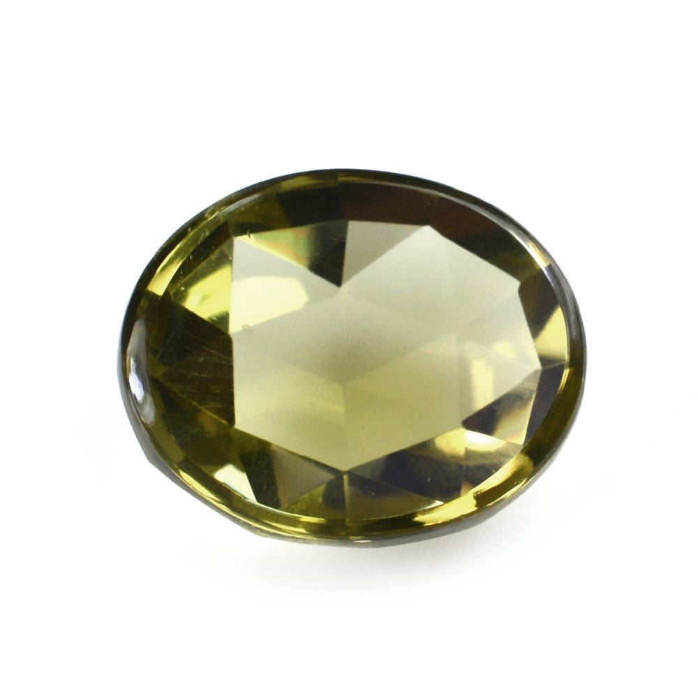 OLIVE QUARTZ ROSE CUT OVAL CAB 12X10MM 4.50 Cts.