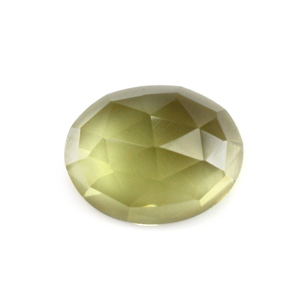 OLIVE QUARTZ ROSE CUT OVAL CAB 10X8MM 2.47 Cts.