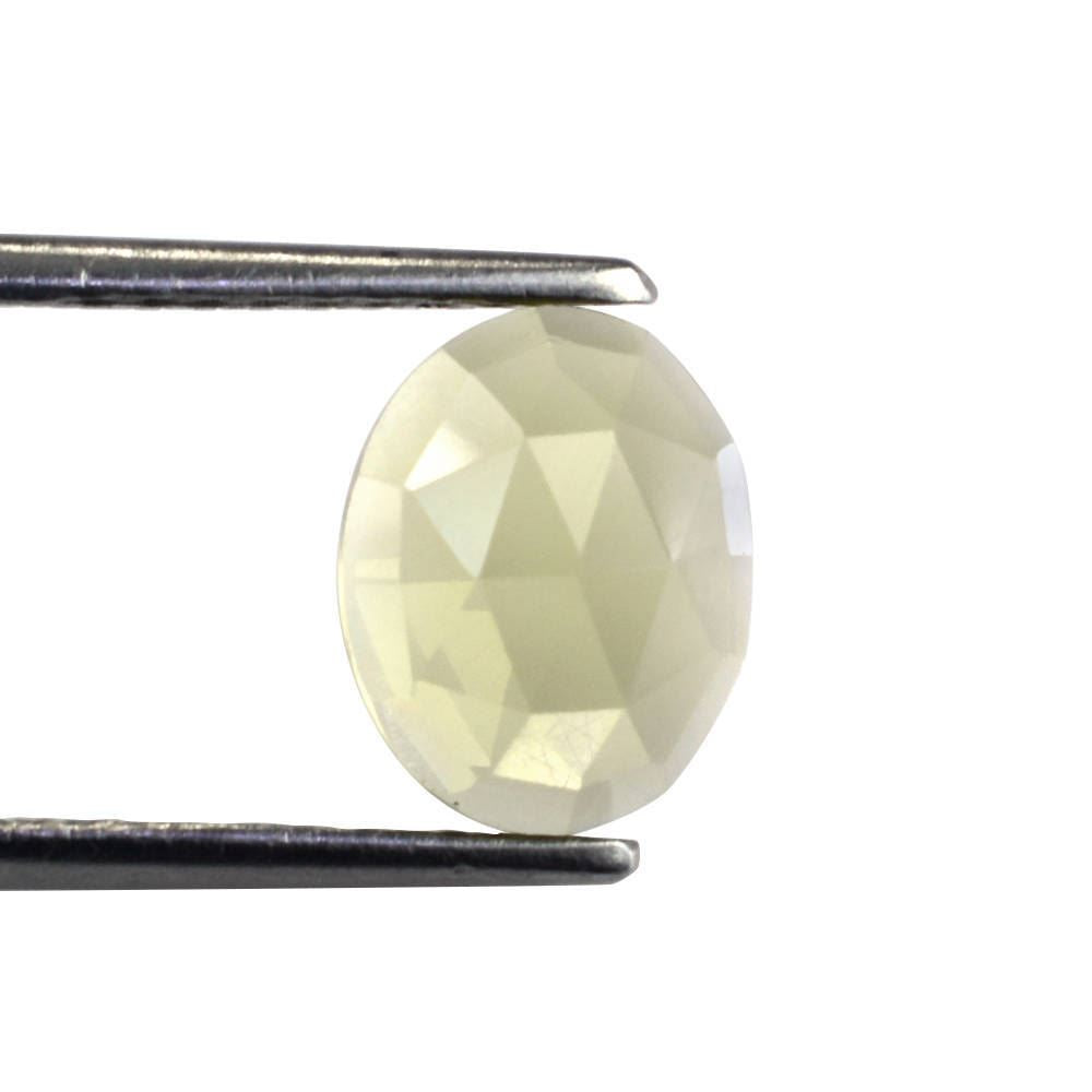 OLIVE QUARTZ ROSE CUT OVAL CAB 10X8MM 2.47 Cts.