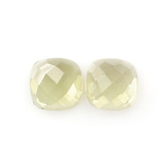 OLIVE QUARTZ CHECKER CUSHION CAB 7MM  1.28 Cts.