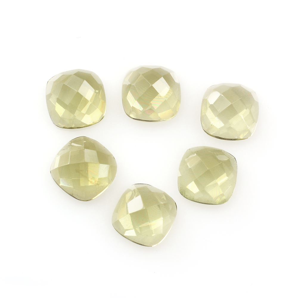 OLIVE QUARTZ CHECKER CUSHION CAB 7MM  1.28 Cts.