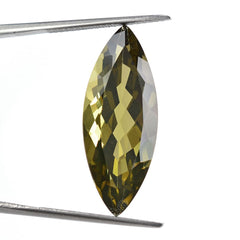 OLIVE QUARTZ CUT MARQUISE 28X11MM 12.28 Cts.