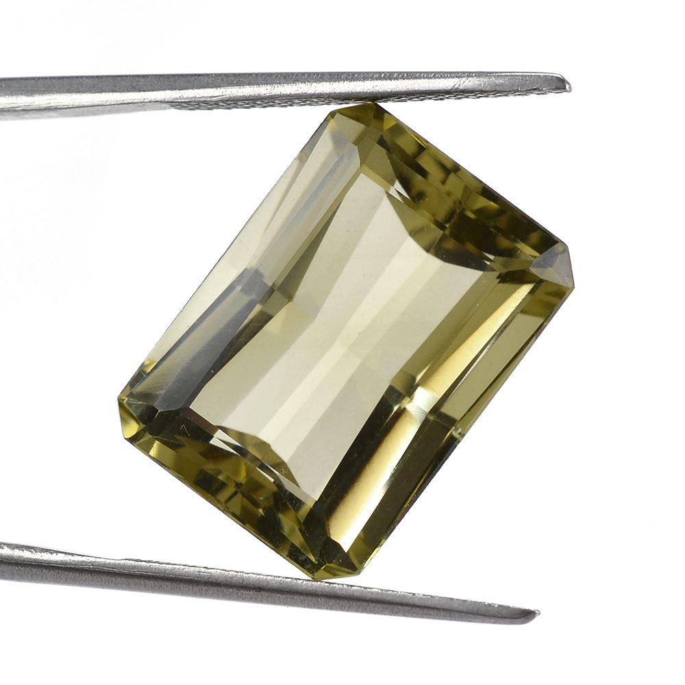 OLIVE QUARTZ RADIANT CUT WITH OCTAGON TABLE (#1) 18X13MM 16.10 Cts.
