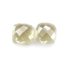 OLIVE QUARTZ CHECKER CUT CUSHION CAB 5MM 0.59 Cts.