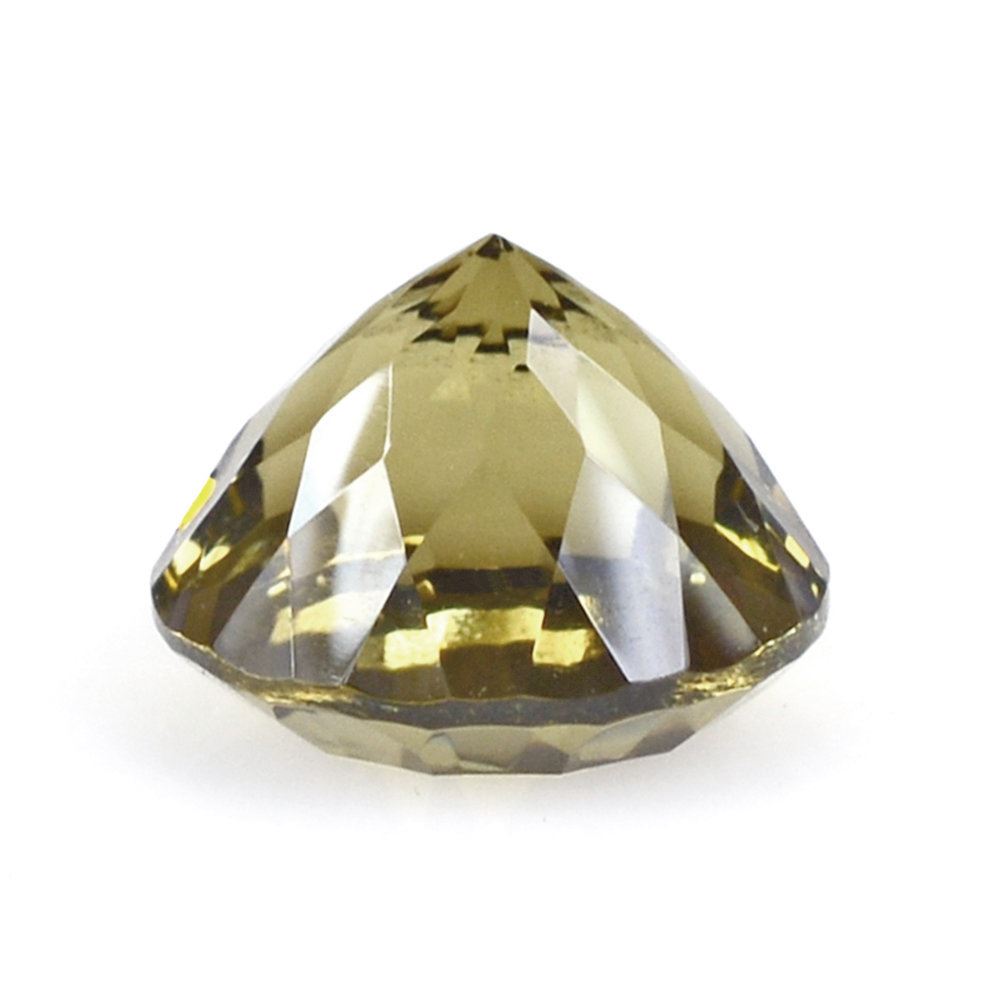 OLIVE QUARTZ CONCAVE CUT ROUND 9MM 3.10 Cts.