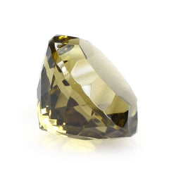 OLIVE QUARTZ CONCAVE CUT ROUND 9MM 3.10 Cts.