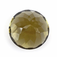 OLIVE QUARTZ CONCAVE CUT ROUND 9MM 3.10 Cts.