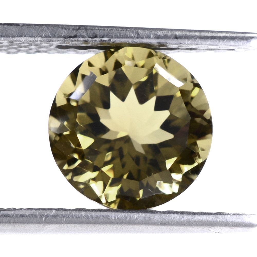 OLIVE QUARTZ CONCAVE CUT ROUND 9MM 3.10 Cts.