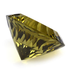 OLIVE QUARTZ CONCAVE CUT ROUND 14MM 8.25 Cts.