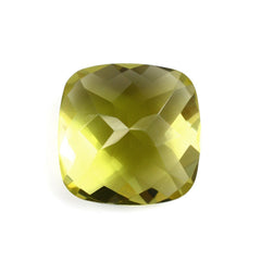 OLIVE QUARTZ CHECKER CUT CUSHION 14MM 9.43 Cts.