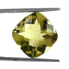 OLIVE QUARTZ CHECKER CUT CUSHION 14MM 9.43 Cts.