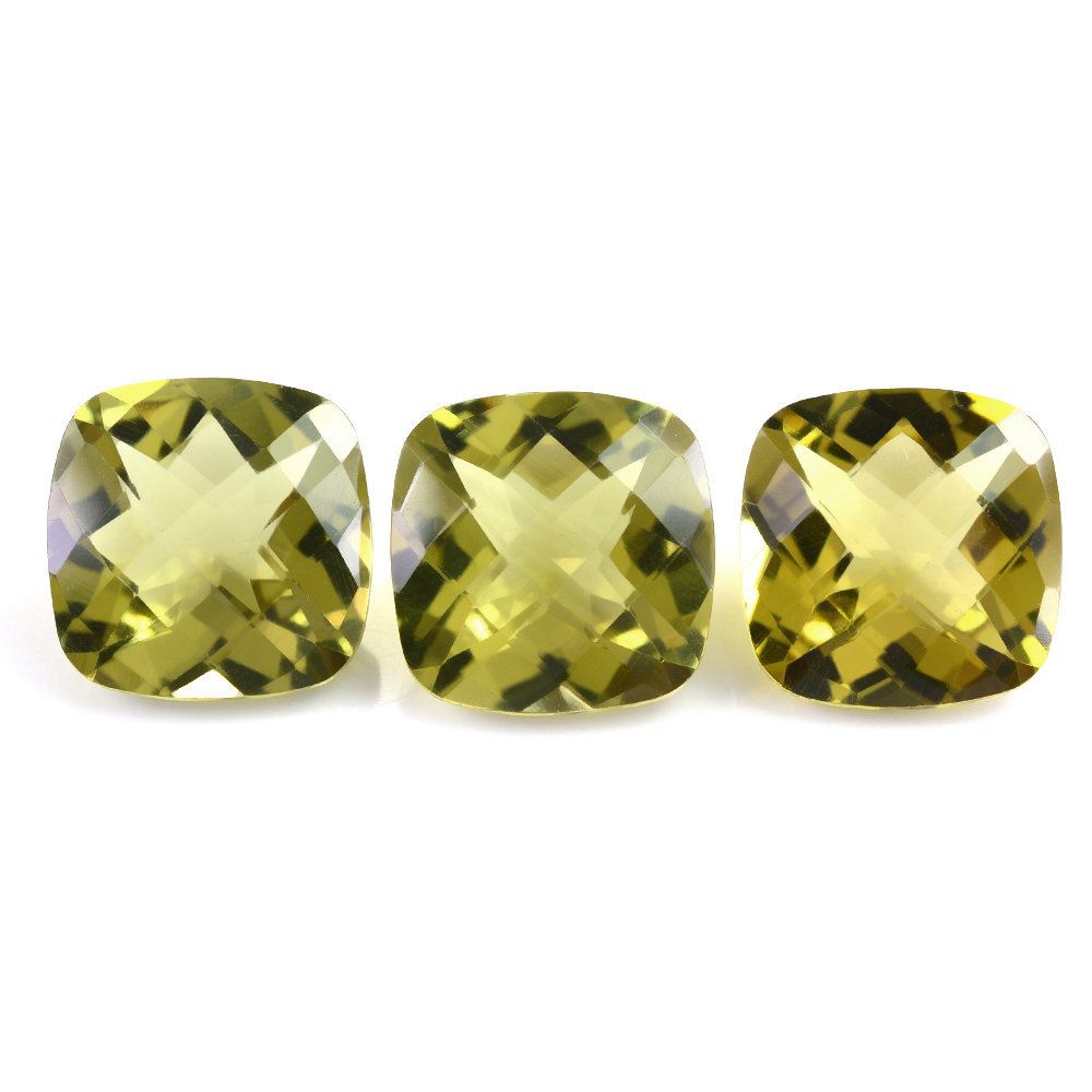 OLIVE QUARTZ CHECKER CUT CUSHION 14MM 9.43 Cts.