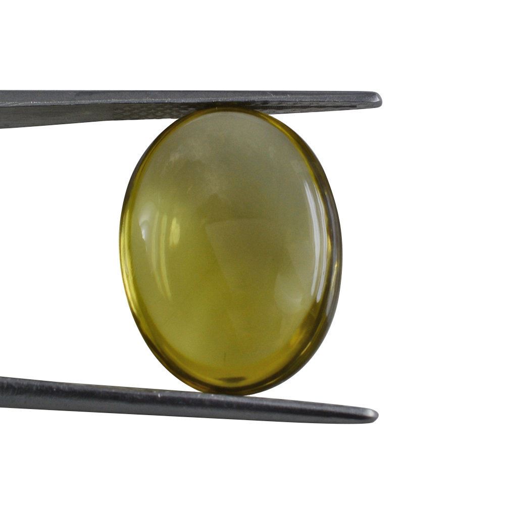 OLIVE QUARTZ LENTIL OVAL 20X15MM 13.81 Cts.