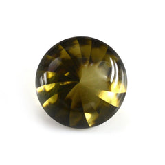 OLIVE QUARTZ BUFFTOP WITH TWISTED CONCAVE BACK ROUND (DES#31) 14MM 9.25 Cts.