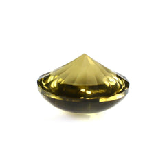OLIVE QUARTZ BUFFTOP WITH TWISTED CONCAVE BACK ROUND (DES#31) 14MM 9.25 Cts.