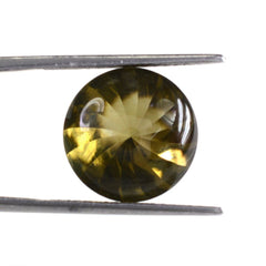 OLIVE QUARTZ BUFFTOP WITH TWISTED CONCAVE BACK ROUND (DES#31) 14MM 9.25 Cts.