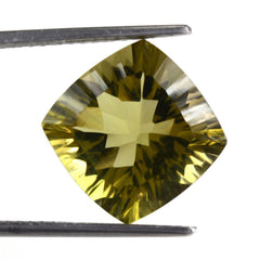 OLIVE QUARTZ CONCAVE CUT CUSHION (DES#72) 14MM 10.26 Cts.