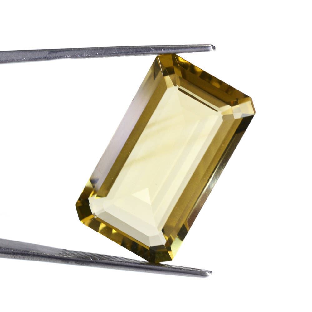 OLIVE QUARTZ CUT BAGUETTE 24X14MM 19.77 Cts.