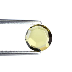 OLIVE QUARTZ FOOTBALL CUT ROUND CAB 7MM 1.37 Cts.