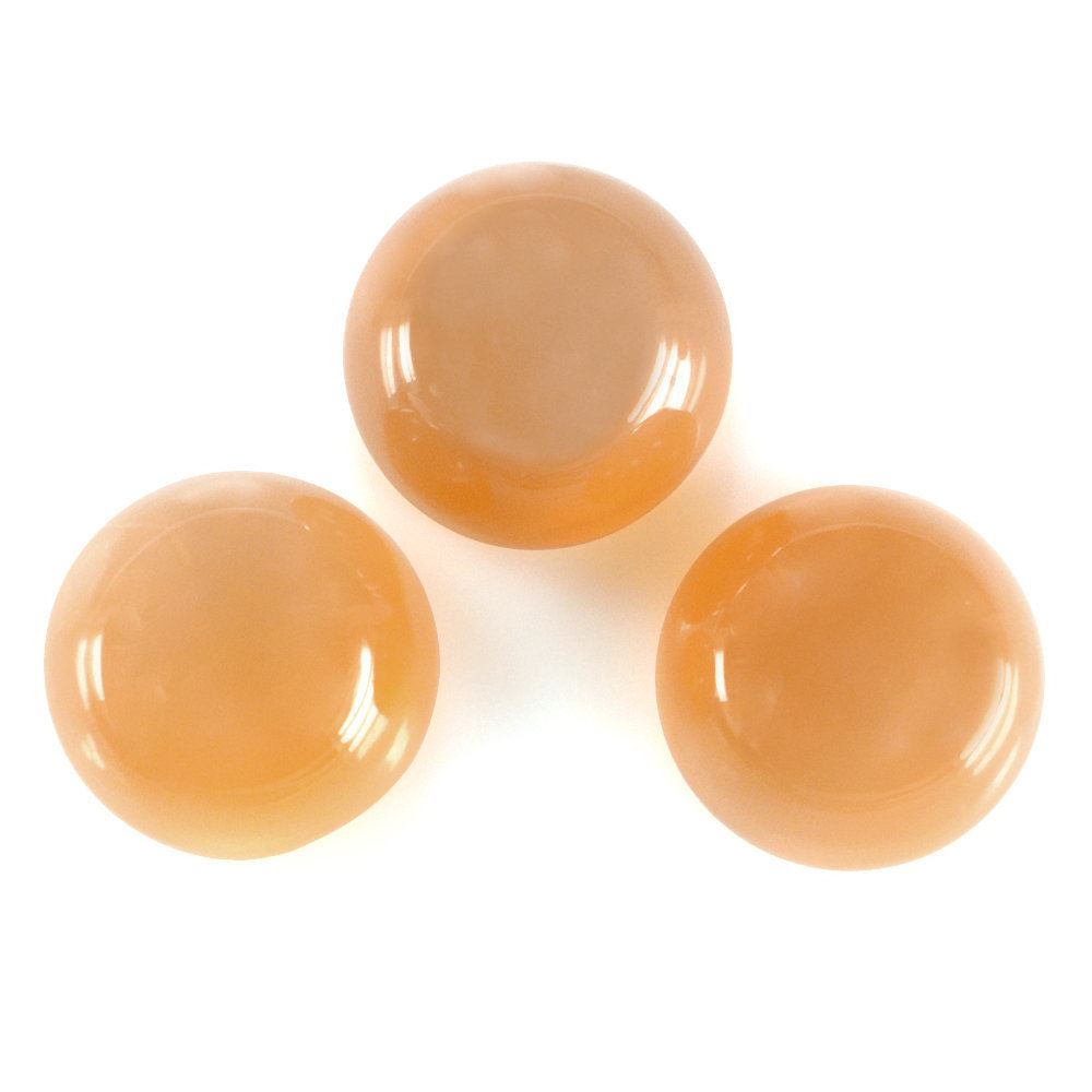 ORANGE MOONSTONE PLAIN ROUND CAB 12MM 6.73 Cts.