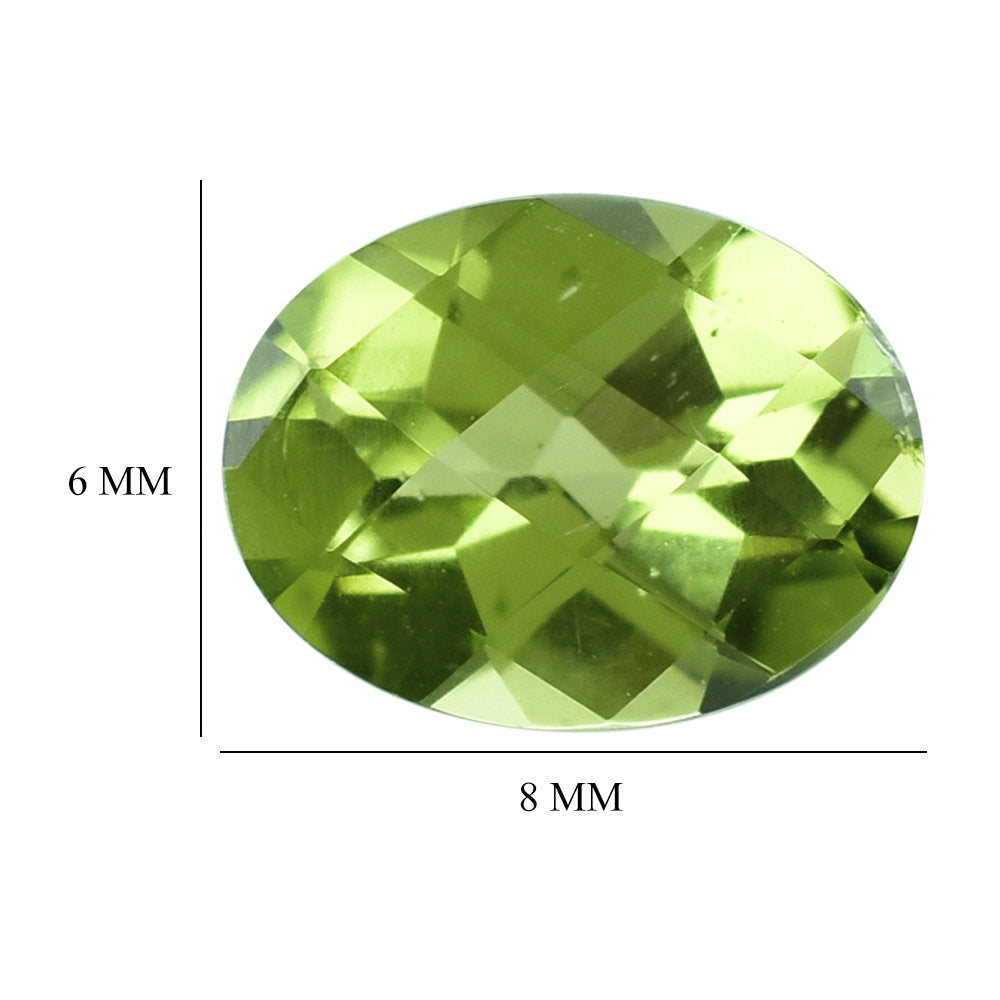 PERIDOT CHECKER CUT (GREEN/CLEAN) OVAL 8.00X6.00 MM 1.14 Cts.