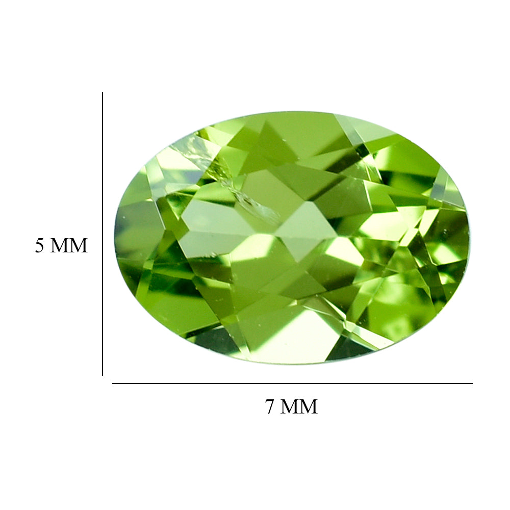 PERIDOT CUT OVAL (GREEN COLOR\SI) 7.00X5.00 MM 0.75 Cts.