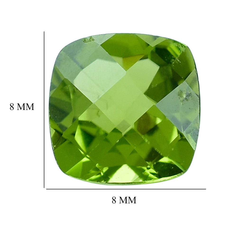 PERIDOT CHECKER CUT (GREEN/CLEAN) CUSHION 8.00X8.00 MM 2.71 Cts.