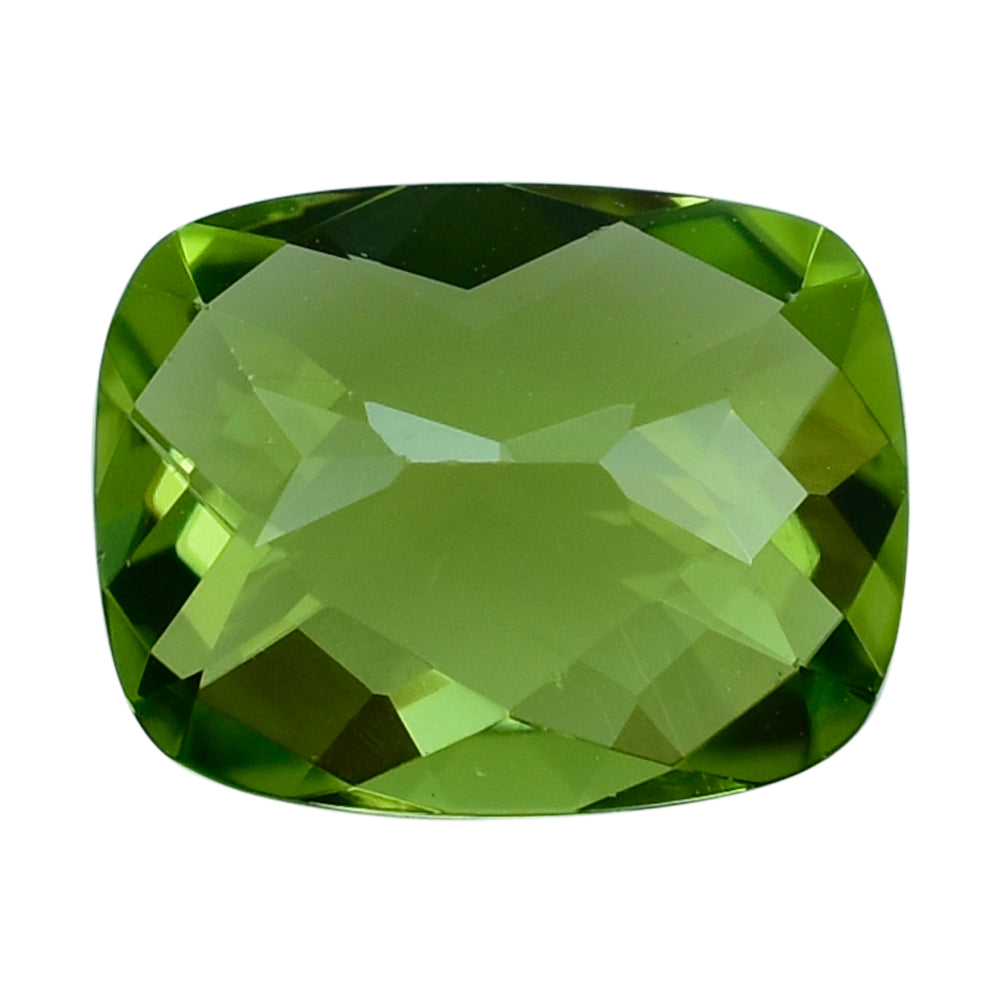PERIDOT CHECKER CUT (GREEN/CLEAN) CUSHION 9.00X7.00 MM 2.29 Cts.